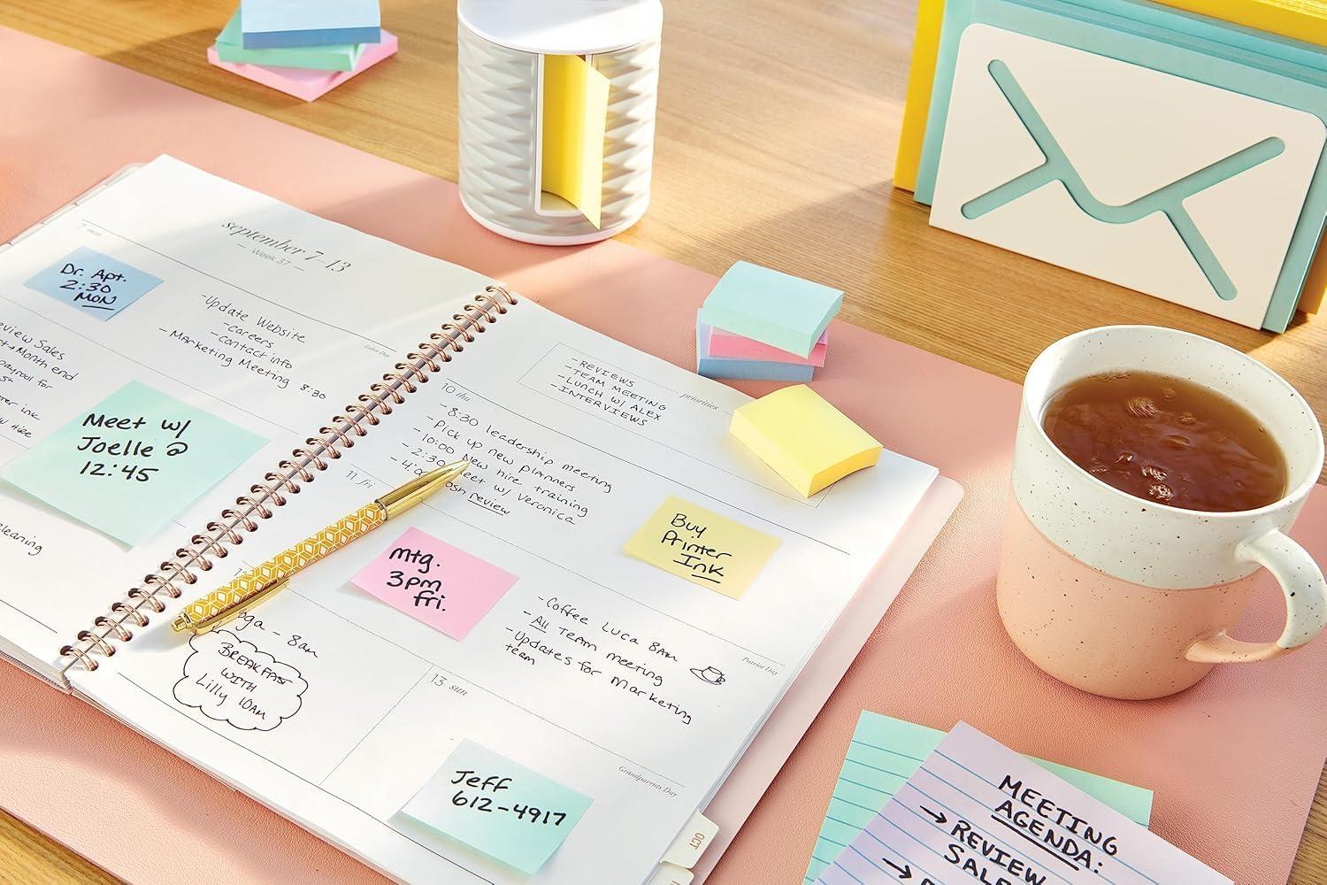 imagePostit Notes Autocollantes Pack Promo 18 Blocs 6 GRATUITS 100 Feuilles par Bloc 76 mm x 76 mm Jaune Pastel Feuillets Adhsifs pour Prise de Notes Listes de Tches et Rappels76 x 76 mm
