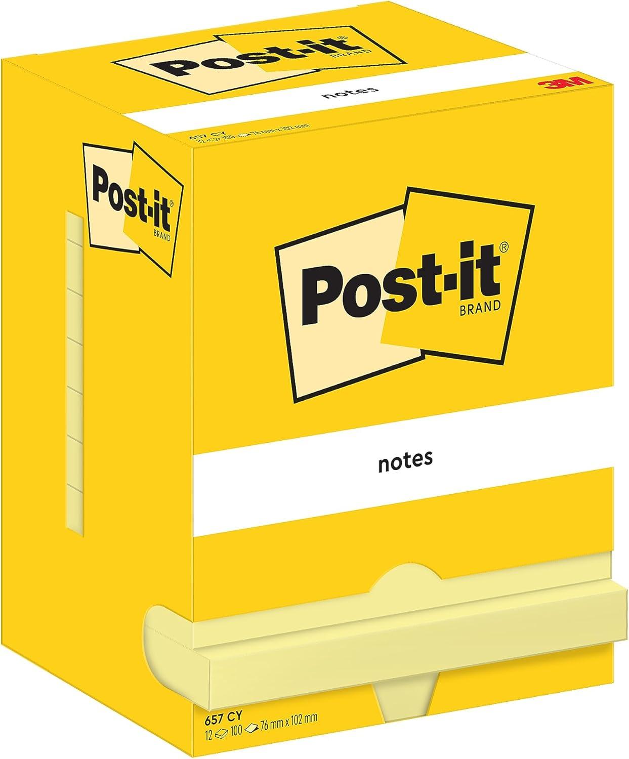 imagePostit Notes Autocollantes Pack de 12 Blocs 100 Feuilles par Bloc 76 mm x 102 mm Jaune Pastel Feuillets Adhsifs pour Prise de Notes Listes de Tches et Rappels76 mm x 102 mm