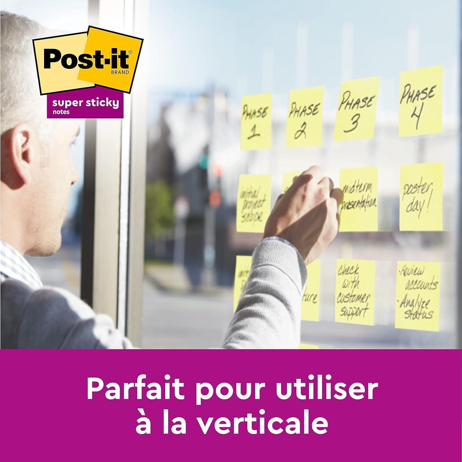imagePostit Notes Autocollantes Super Sticky 12 Blocs 12 GRATUITS 90 Feuilles par Bloc 76 mm x 76 mm Jaune Pastel Feuillets Super Adhsifs pour Prise de Notes Listes de Tches et Rappels