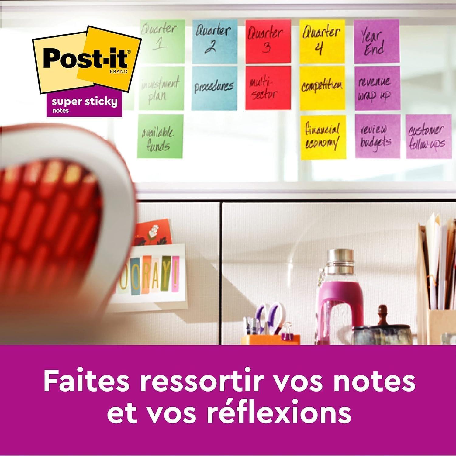 imagePostit Notes Autocollantes Super Sticky Jaune Pack de 12 Blocs 90 Feuilles par Bloc 76 mm x 127 mm Feuillets Super Adhsifs pour Prise de Notes Listes de Tches et RappelsJonquille