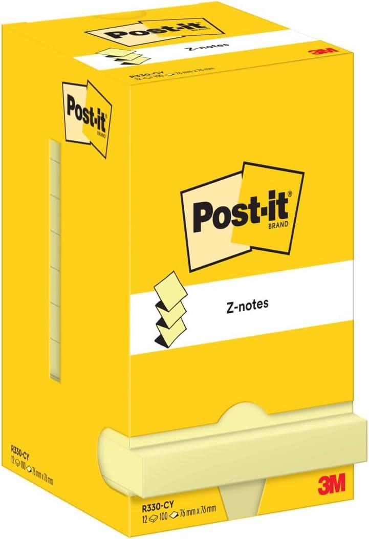 imagePostit ZNotes Autocollantes Pack de 12 Blocs 100 Feuilles par Bloc 76 mm x 127 mm Jaune Canari Feuillets Adhsifs pour Prise de Notes Listes de Tches et Rappels1 x 1 mm