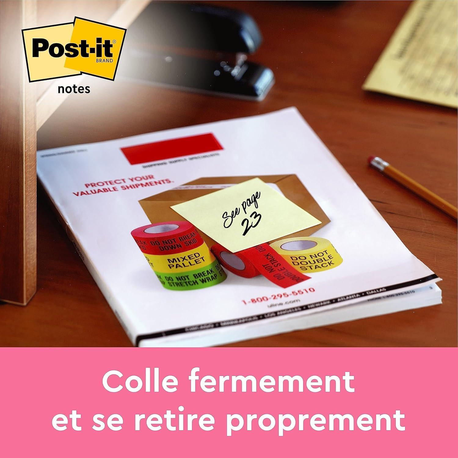 imagePostit ZNotes Autocollantes Pack de 12 Blocs 100 Feuilles par Bloc 76 mm x 127 mm Jaune Canari Feuillets Adhsifs pour Prise de Notes Listes de Tches et Rappels7 6 x 12 7 cm