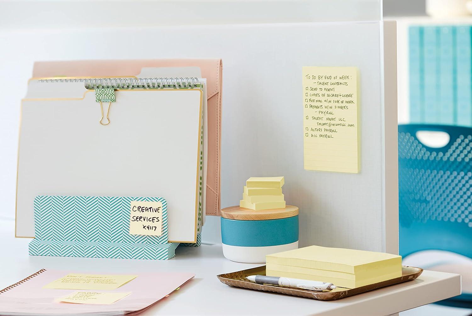 imagePostit ZNotes Autocollantes Super Sticky Pack de 12 Blocs 90 Feuilles par Bloc 76 mm x 127 mm Jaune Pastel Feuillets Super Adhsifs pour Prise de Notes Listes de Tches et Rappels