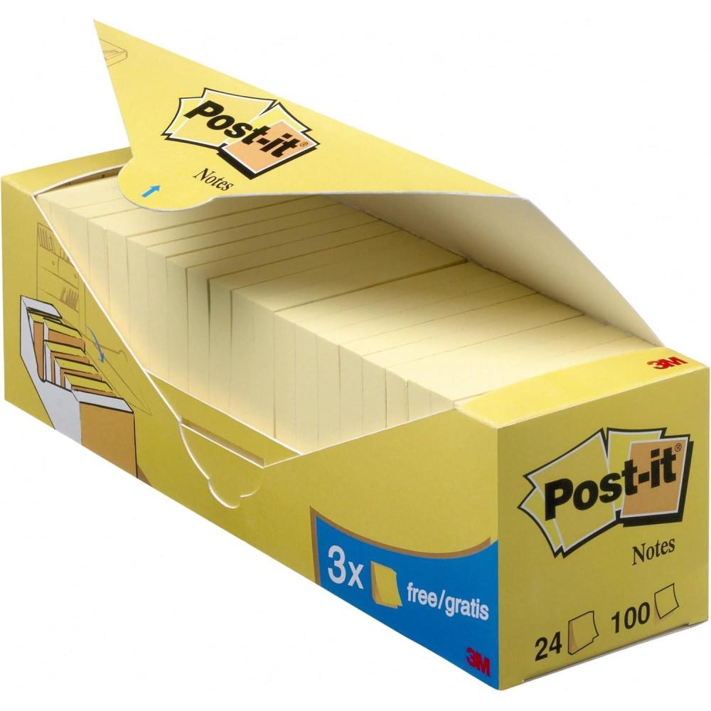 imagePostit Notes Autocollantes Jaune Pack Promotionnel 21 Blocs 3 GRATUITS 76 mm x 76 mm 100 Feuilles par Bloc 100 PEFC Feuillets Adhsifs pour Prise de Notes Listes de Tches et Rappels