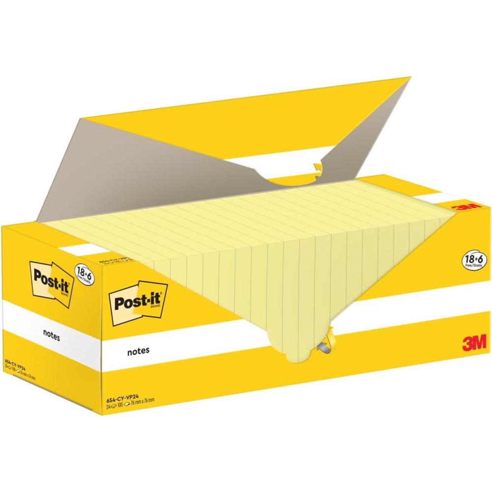 imagePostit Notes Autocollantes Pack Promo 18 Blocs 6 GRATUITS 100 Feuilles par Bloc 76 mm x 76 mm Jaune Pastel Feuillets Adhsifs pour Prise de Notes Listes de Tches et Rappels261 x 182 mm