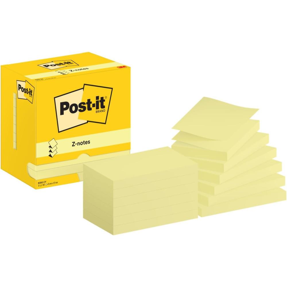 imagePostit ZNotes Autocollantes Pack de 12 Blocs 100 Feuilles par Bloc 76 mm x 127 mm Jaune Canari Feuillets Adhsifs pour Prise de Notes Listes de Tches et Rappels7 6 x 12 7 cm
