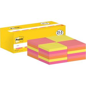 Post-it Notes Autocollantes, Couleurs Néon Assorties, 24 Blocs, 76 mm x 76 mm, 100 Feuilles par Bloc – Feuillets Adhésifs pour Prise de Notes, Listes de Tâches et Rappels