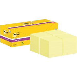 Post-it Notes Autocollantes Super Sticky, 12 Blocs + 12 GRATUITS, 90 Feuilles par Bloc, 76 mm x 76 mm, Jaune Pastel – Feuillets Super Adhésifs pour Prise de Notes, Listes de Tâches et Rappels