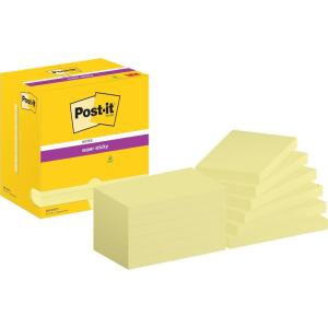 Post-it Notes Autocollantes Super Sticky, Pack Promo, 12 Blocs, 90 Feuilles par Bloc, 76 mm x 127 mm, Jaune Pastel – Feuillets Super Adhésifs pour Prise de Notes, Listes de Tâches et Rappels