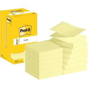 Post-it Z-Notes Autocollantes, Pack de 12 Blocs, 100 Feuilles par Bloc, 76 mm x 127 mm, Jaune Canari – Feuillets Adhésifs pour Prise de Notes, Listes de Tâches et Rappels(1 x 1 mm)