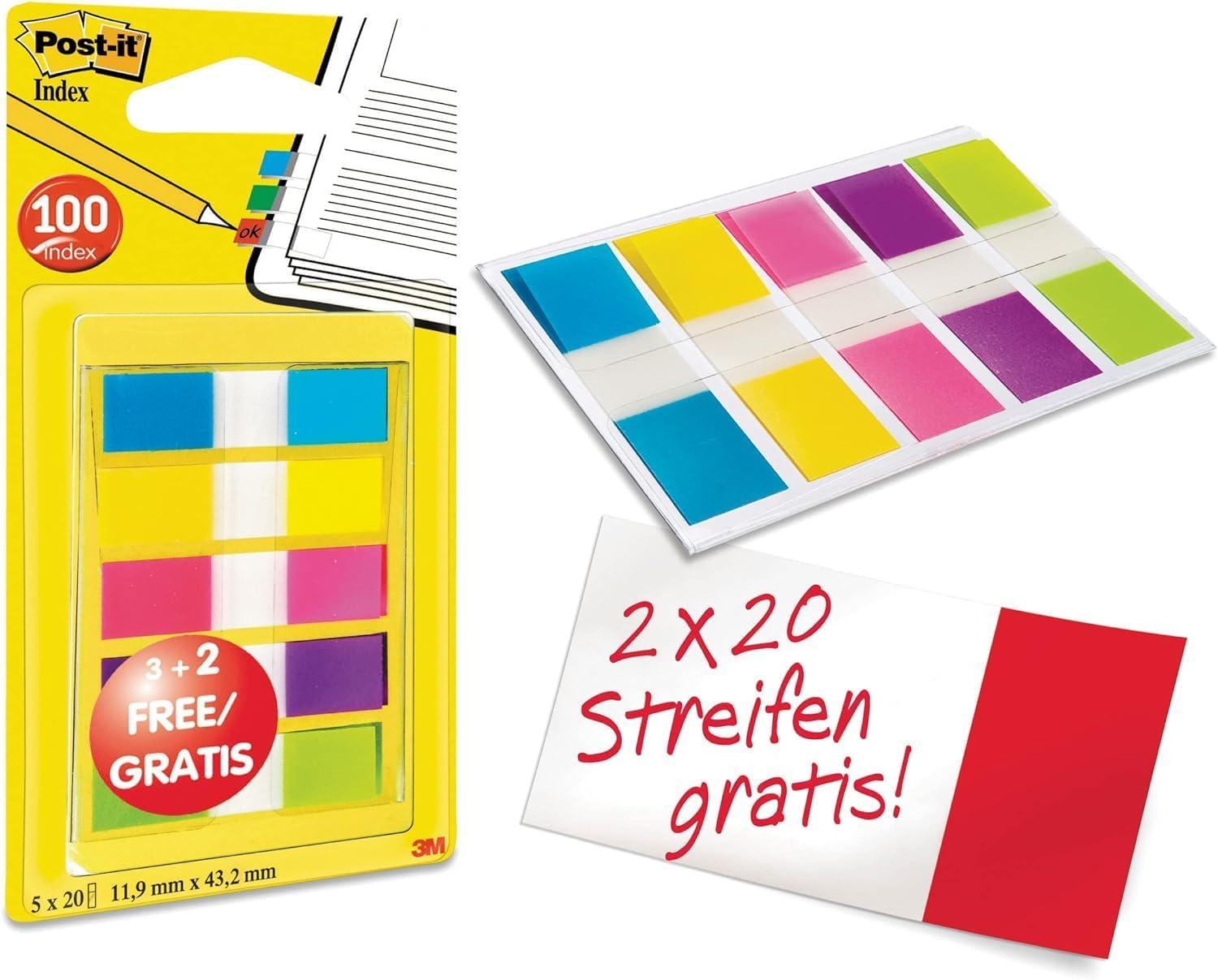 imagePostit MarquePages Petit Couleurs Assorties 119 mm x 432 mm 60 MarquePages 40 Gratuits Pour Marquer Surligner ou Codifier des InformationsStandard