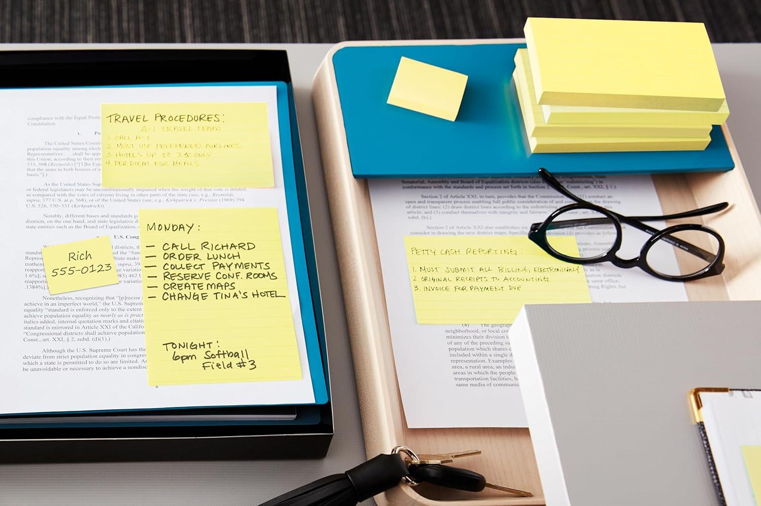 imagePostit Notes Autocollantes Jaune Canari 10 Blocs 100 Feuilles par Bloc 76 mm x 127 mm Paquet de Carton 100 PEFC Feuillets Adhsifs pour Prise de Notes Listes de Tches et Rappels