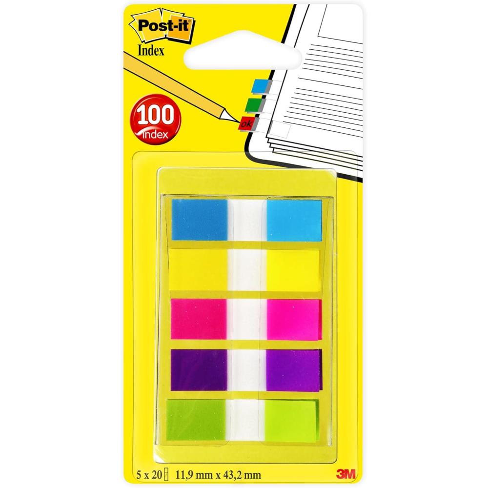 imagePostit MarquePages Petit Couleurs Assorties 119 mm x 432 mm 60 MarquePages 40 Gratuits Pour Marquer Surligner ou Codifier des InformationsStandard