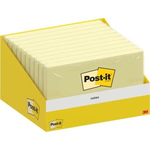 Post-it Notes Autocollantes, Jaune Canari, 10 Blocs, 100 Feuilles par Bloc, 76 mm x 127 mm, Paquet de Carton, 100% PEFC – Feuillets Adhésifs pour Prise de Notes, Listes de Tâches et Rappels