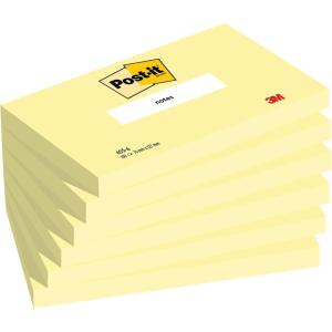 Post-it Notes Autocollantes, Jaune Canari, Pack de 6 Blocs, 100 Feuilles par Bloc, 76 mm x 127 mm – Feuillets Adhésifs pour Prise de Notes, Listes de Tâches et Rappels