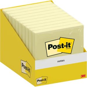 Post-it Notes Autocollantes, Pack de 10 Blocs, 100 Feuilles par Bloc, 76 mm x 76 mm, Paquet de Carton, 100% PEFC – Feuillets Adhésifs pour Prise de Notes, Listes de Tâches et Rappels
